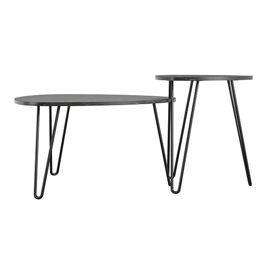 Athens Wooden Nest Of 2 Tables In Black Marble Effect_5