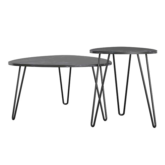 Athens Wooden Nest Of 2 Tables In Black Marble Effect_6