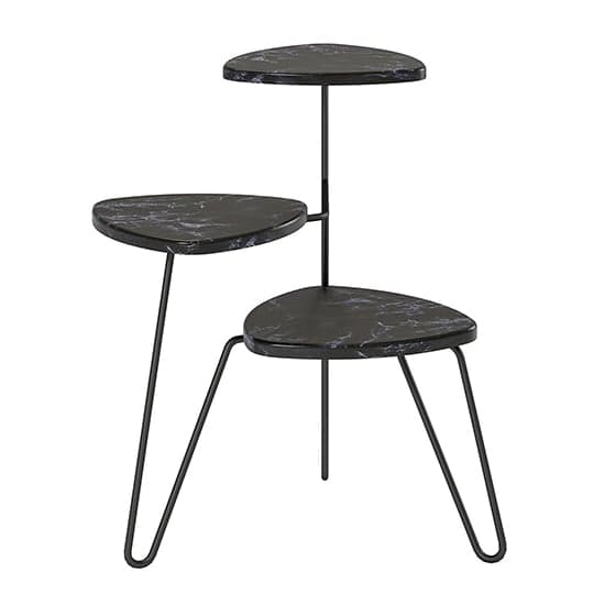Athens Wooden Plant Stand In Black Marble Effect_3