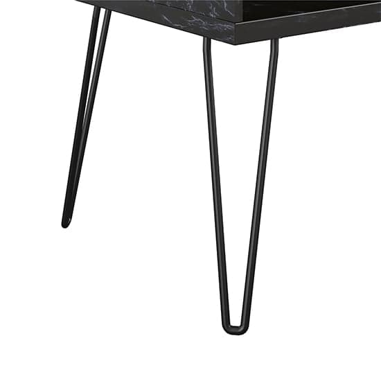 Athens Wooden TV Stand In Black Marble Effect_4
