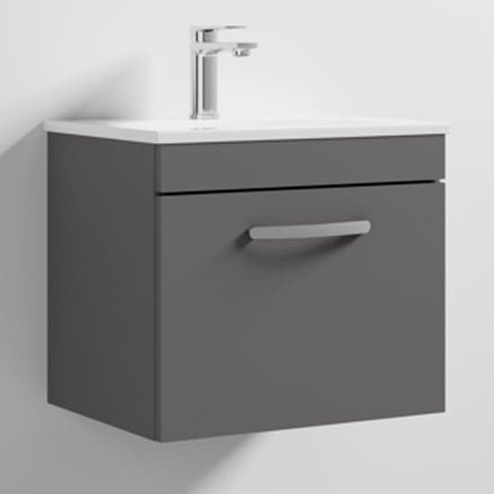 Athenia 50cm 1 Drawer Wall Vanity With Basin 2 In Gloss Grey_1