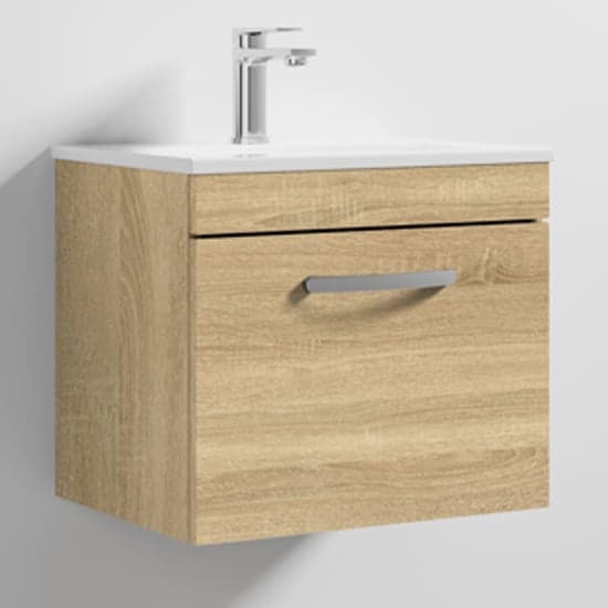 Athenia 50cm 1 Drawer Wall Vanity With Basin 2 In Natural Oak_1