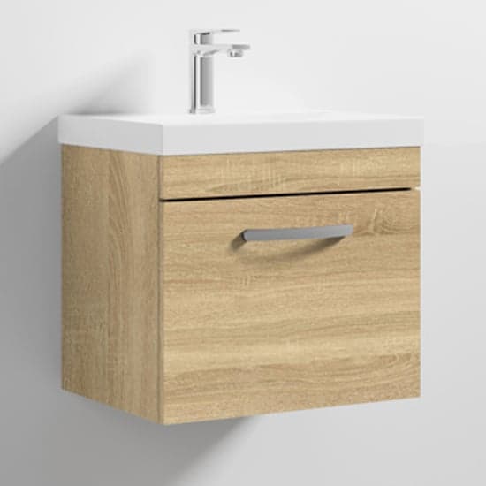 Athenia 50cm 1 Drawer Wall Vanity With Basin 3 In Natural Oak_1