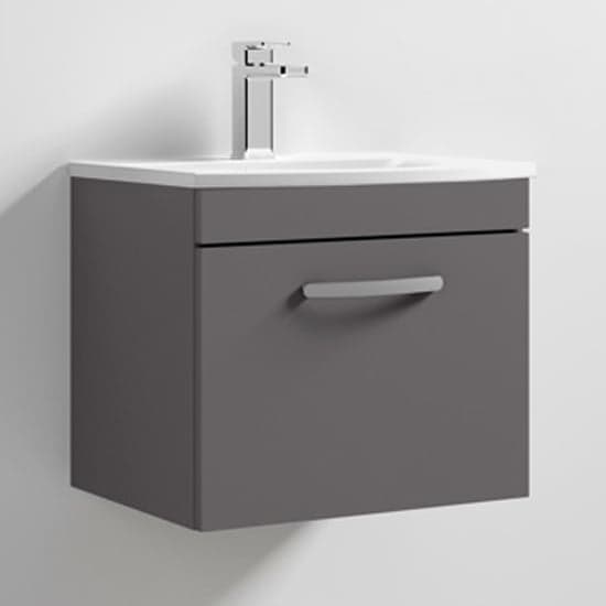Athenia 50cm 1 Drawer Wall Vanity With Basin 4 In Gloss Grey_1