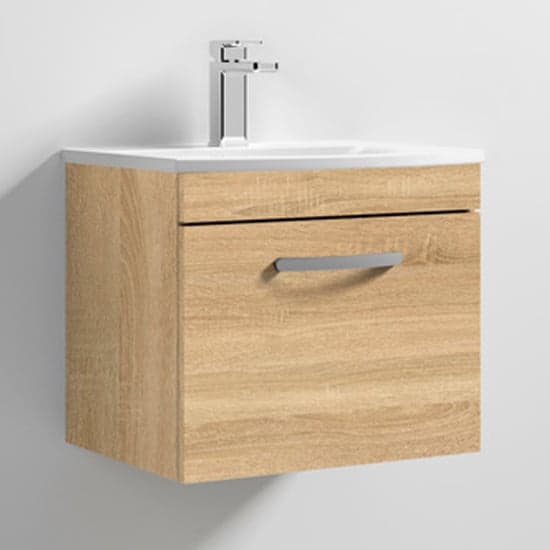 Athenia 50cm 1 Drawer Wall Vanity With Basin 4 In Natural Oak_1