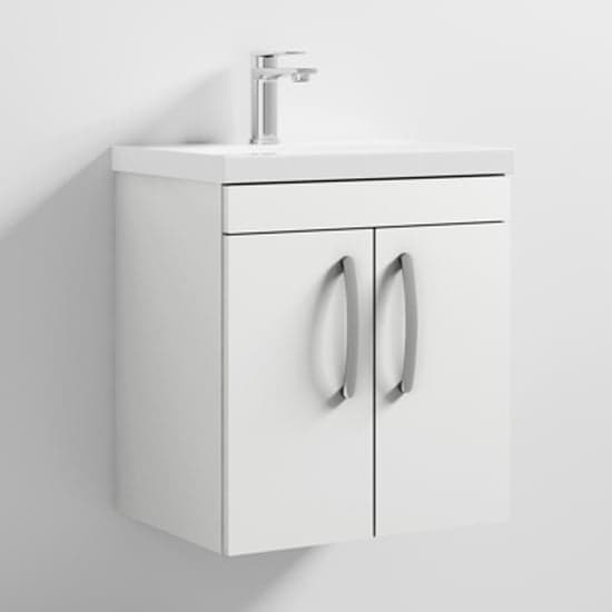 Athenia 50cm 2 Doors Wall Vanity With Basin 1 In Gloss White_1