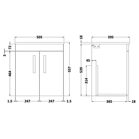 Athenia 50cm 2 Doors Wall Vanity With Basin 2 In Black_3