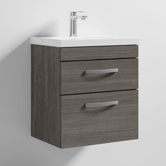 Athenia 50cm 2 Drawers Wall Vanity With Basin 1 In Brown Grey_1