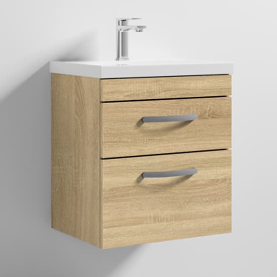 Athenia 50cm 2 Drawers Wall Vanity With Basin 1 In Natural Oak_1