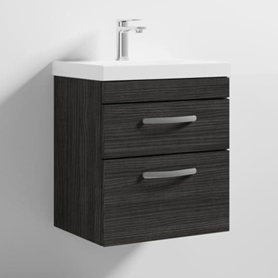 Athenia 50cm 2 Drawers Wall Vanity With Basin 3 In Black_1
