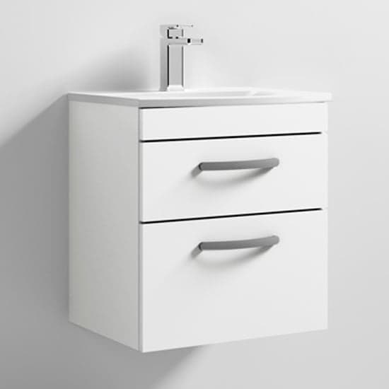 Athenia 50cm 2 Drawers Wall Vanity With Basin 4 In Gloss White_1