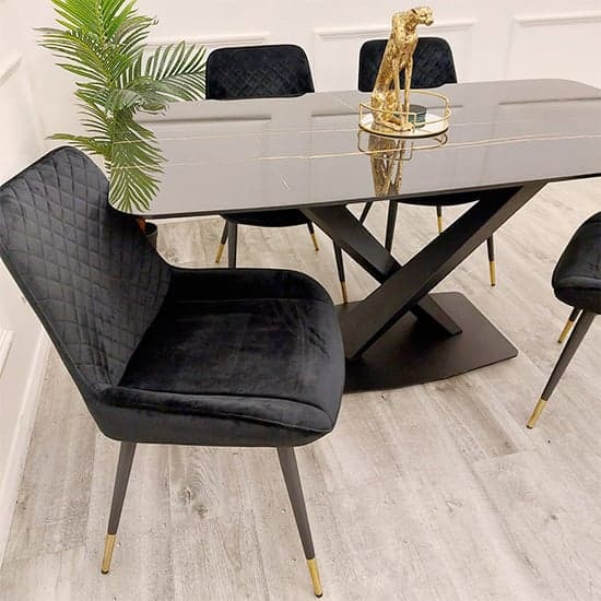 Athens Black Sintered Stone Dining Table With Black Base_6