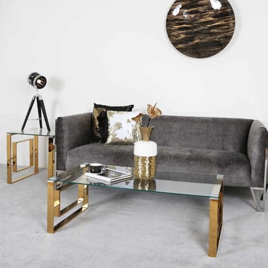 Athens Clear Glass Coffee Table With Gold Metal Base_4