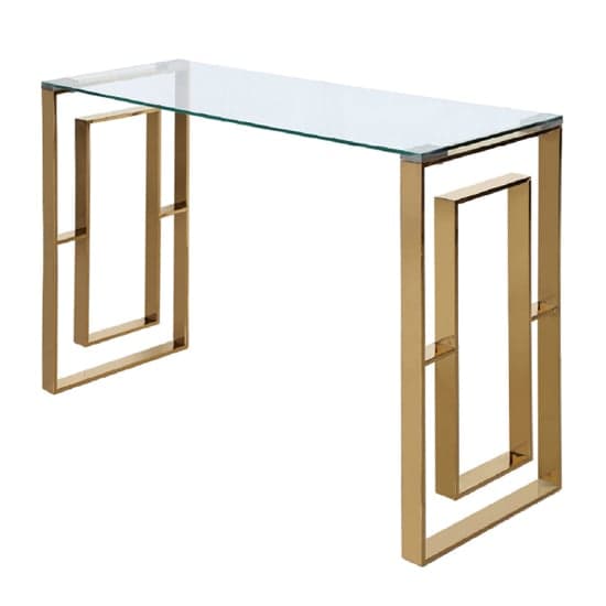 Athens Clear Glass Console Table With Gold Metal Base_2