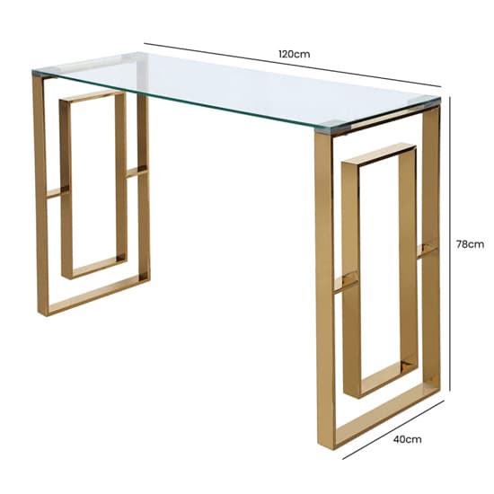 Athens Clear Glass Console Table With Gold Metal Base_3