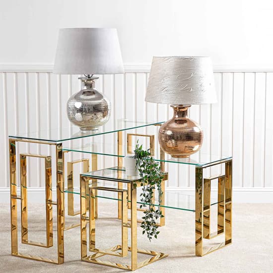 Athens Clear Glass Console Table With Gold Metal Base_4