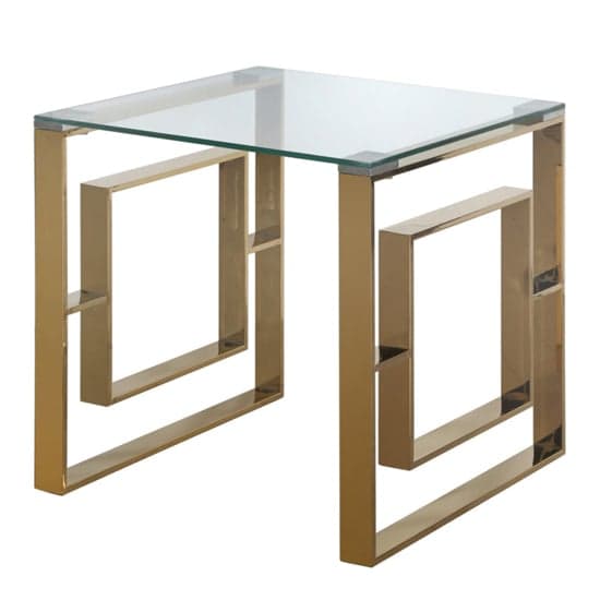 Athens Clear Glass End Table With Gold Metal Base_2