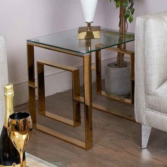 Athens Clear Glass End Table With Gold Metal Base Furniture in Fashion