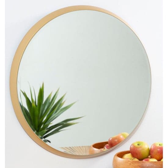 Athens Large Round Wall Bedroom Mirror In Gold Frame_1