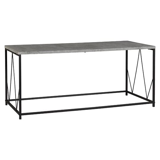 Alsip Rectangular Coffee Table In Concrete Effect And Black_1