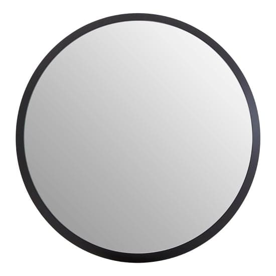 Athens Small Round Wall Bedroom Mirror In Black Frame_2