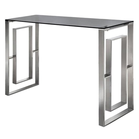 Athens Smoked Glass Console Table With Chrome Metal Base_2