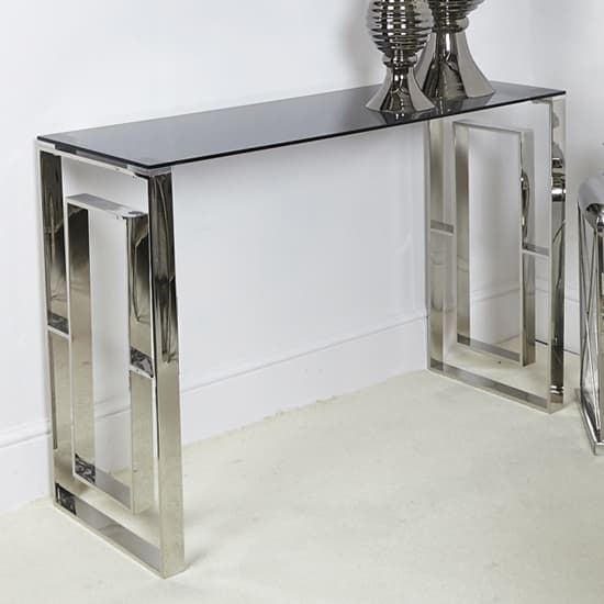 Athens Smoked Glass Console Table With Chrome Metal Base Furniture in