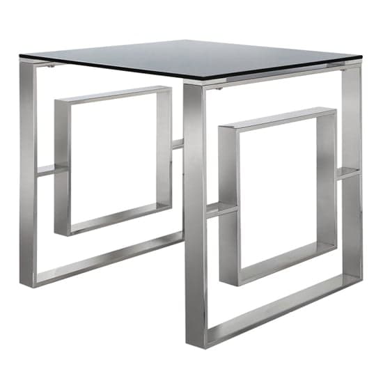 Athens Smoked Glass End Table With Chrome Metal Base_2