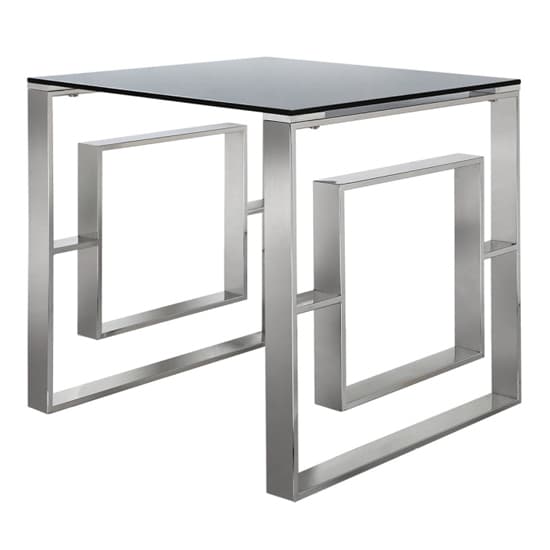 Athens Smoked Glass End Table With Chrome Metal Base Furniture in Fashion