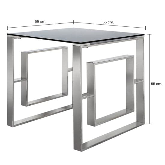 Athens Smoked Glass End Table With Chrome Metal Base_3