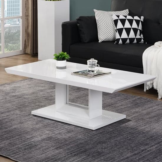 Atlantis High Gloss Coffee Table In White With LED Lighting_2