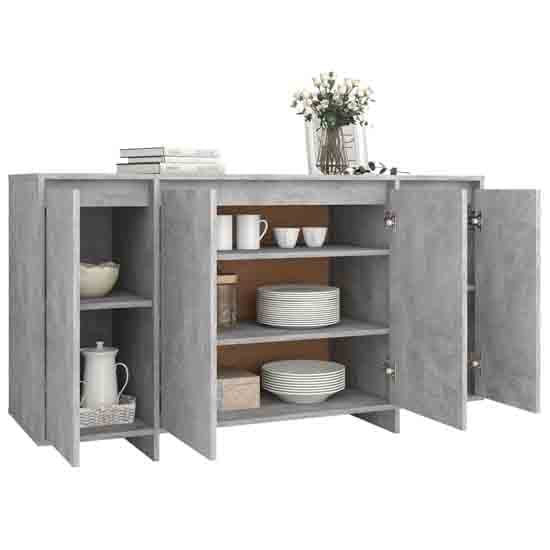 Atoka Wooden Sideboard With 4 Doors In Concrete Grey_3