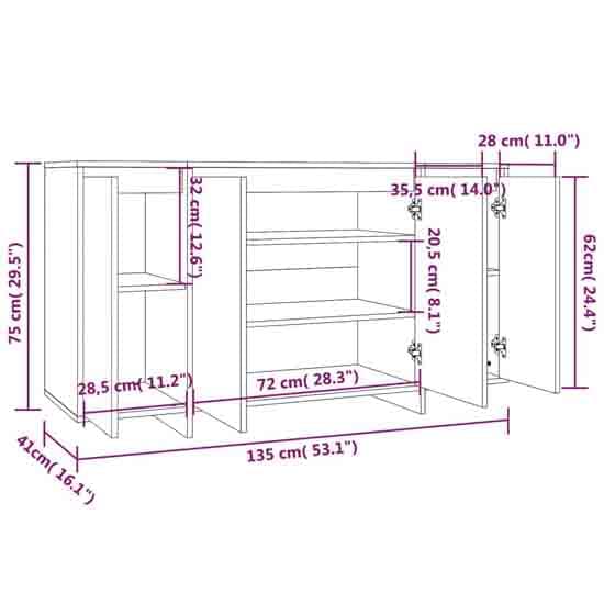 Atoka Wooden Sideboard With 4 Doors In Concrete Grey_7