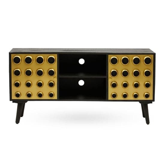 Atria Wooden TV Stand With 2 Doors In Black And Gold_2
