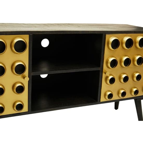 Atria Wooden TV Stand With 2 Doors In Black And Gold_7