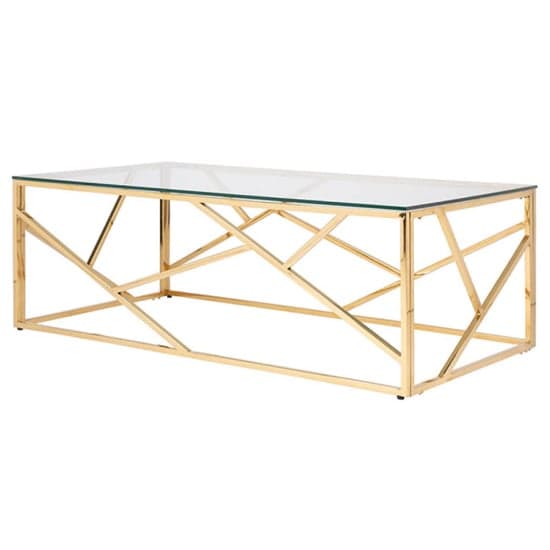 Attica Clear Glass Coffee Table With Gold Stainless Steel Base_2