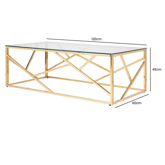 Attica Clear Glass Coffee Table With Gold Stainless Steel Base_5
