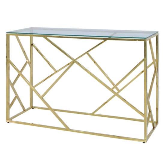 Attica Clear Glass Console Table With Gold Stainless Steel Base_2