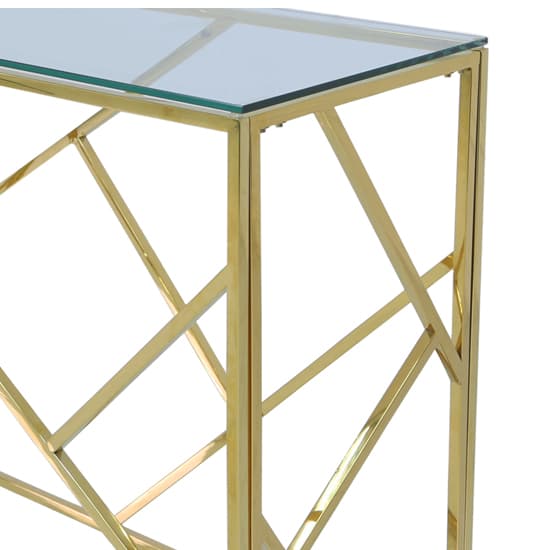 Attica Clear Glass Console Table With Gold Stainless Steel Base_4