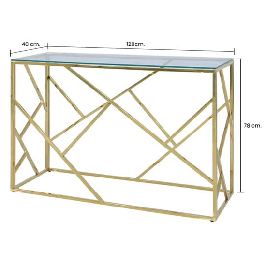 Attica Clear Glass Console Table With Gold Stainless Steel Base_5