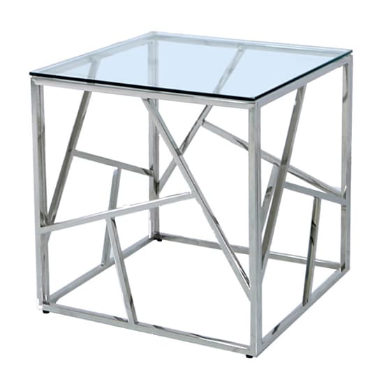 Attica Clear Glass End Table With Chrome Stainless Steel Base_2