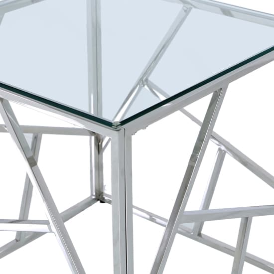 Attica Clear Glass End Table With Chrome Stainless Steel Base_3