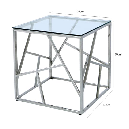 Attica Clear Glass End Table With Chrome Stainless Steel Base_4