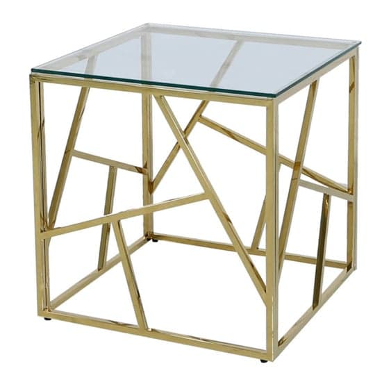 Attica Clear Glass End Table With Gold Stainless Steel Base_2
