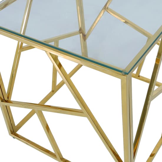 Attica Clear Glass End Table With Gold Stainless Steel Base Furniture