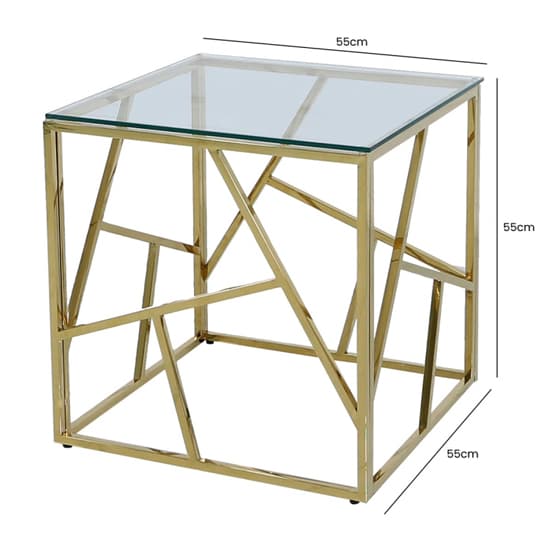 Attica Clear Glass End Table With Gold Stainless Steel Base_4