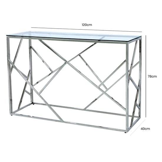Attica Glass Console Table With Chrome Stainless Steel Base_3