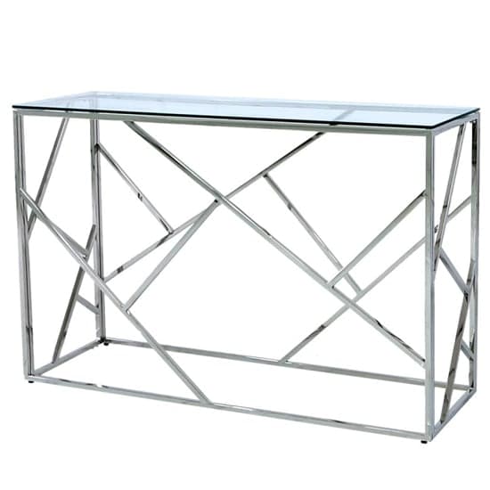 Attica Glass Console Table With Chrome Stainless Steel Base_1
