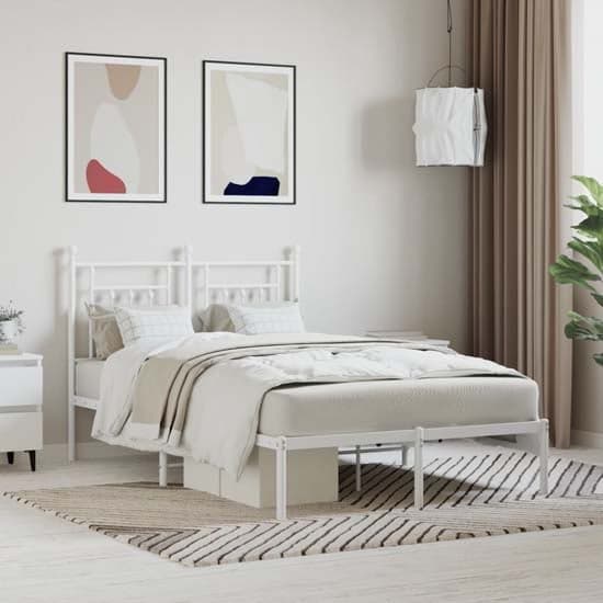 Attica Metal Double Bed With Headboard In White_1