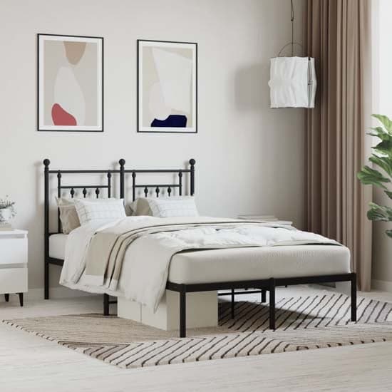 Attica Metal Small Double Bed With Headboard In Black_1
